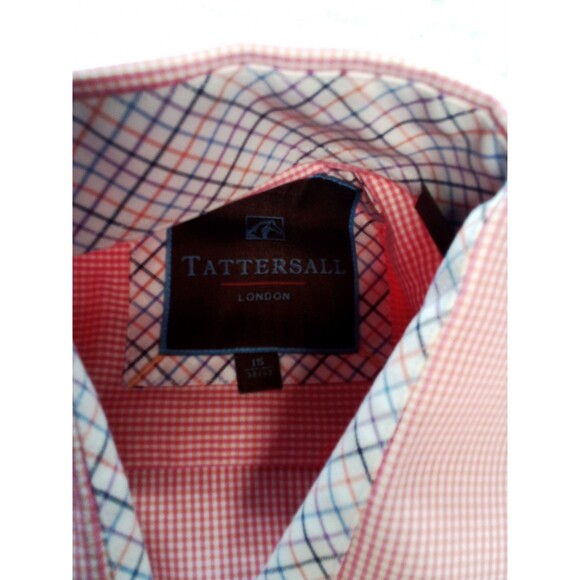 Men's Tattersall London Red Button Down Long Sleeve Shirt Size 15 (32/33) - Picture 13 of 14